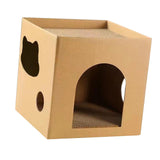 Maxbell Cardboard Cat House Playing Cat Scratch House for Kittens Cats Small Animals Brown