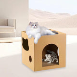 Maxbell Cardboard Cat House Playing Cat Scratch House for Kittens Cats Small Animals Brown
