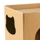 Maxbell Cardboard Cat House Playing Cat Scratch House for Kittens Cats Small Animals Brown