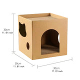 Maxbell Cardboard Cat House Playing Cat Scratch House for Kittens Cats Small Animals Brown