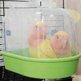 Maxbell Hanging Bird Bath for Cage Bird Feeder for Lovebird Small Bird Parrot Green Clear