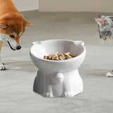 Maxbell Raised Cat Bowl Minimalist Anti Slip Elevated Cat Bowl for Small Medium Dogs White