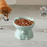 Maxbell Raised Cat Bowl Minimalist Anti Slip Elevated Cat Bowl for Small Medium Dogs Green