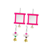 Maxbell 2x Chicken Mirror Toys Interactive Birds Parakeets with Bell Red