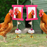 Maxbell 2x Chicken Mirror Toys Interactive Birds Parakeets with Bell Red