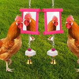 Maxbell 2x Chicken Mirror Toys Interactive Birds Parakeets with Bell Red