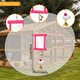 Maxbell 2x Chicken Mirror Toys Interactive Birds Parakeets with Bell Red