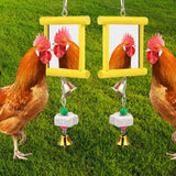 Maxbell 2x Chicken Mirror Toys Interactive Birds Parakeets with Bell Yellow