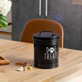 Maxbell Dog Food Storage Container Portable Sealing Sturdy Metal Handle 54oz Pet Jar black