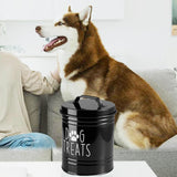 Maxbell Dog Food Storage Container Portable Sealing Sturdy Metal Handle 54oz Pet Jar black