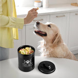 Maxbell Dog Food Storage Container Portable Sealing Sturdy Metal Handle 54oz Pet Jar black