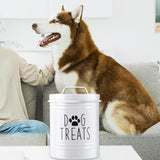 Maxbell Dog Food Storage Container Portable Sealing Sturdy Metal Handle 54oz Pet Jar white