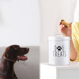 Maxbell Dog Food Storage Container Portable Sealing Sturdy Metal Handle 54oz Pet Jar white