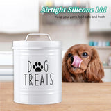 Maxbell Dog Food Storage Container Portable Sealing Sturdy Metal Handle 54oz Pet Jar white
