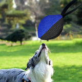 Maxbell Dog Tug Ball Portable Dog Ball Toy for Relaxing Solo Amusement Pets Supplies Black Blue