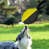 Maxbell Dog Tug Ball Portable Dog Ball Toy for Relaxing Solo Amusement Pets Supplies Black Yellow