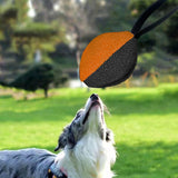Maxbell Dog Tug Ball Portable Dog Ball Toy for Relaxing Solo Amusement Pets Supplies Black Orange