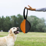 Maxbell Dog Tug Ball Portable Dog Ball Toy for Relaxing Solo Amusement Pets Supplies Black Orange