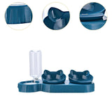 Maxbell Triple Cats Bowls Feeder Small Medium Large Cat Dog Feeding Dishes Deep Blue