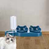 Maxbell Triple Cats Bowls Feeder Small Medium Large Cat Dog Feeding Dishes Deep Blue