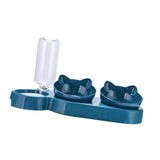 Maxbell Triple Cats Bowls Feeder Small Medium Large Cat Dog Feeding Dishes Deep Blue