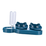 Maxbell Triple Cats Bowls Feeder Small Medium Large Cat Dog Feeding Dishes Deep Blue