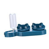 Maxbell Triple Cats Bowls Feeder Small Medium Large Cat Dog Feeding Dishes Deep Blue