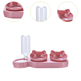 Maxbell Triple Cats Bowls Feeder Small Medium Large Cat Dog Feeding Dishes Pink Red