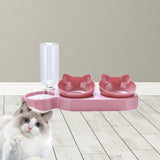 Maxbell Triple Cats Bowls Feeder Small Medium Large Cat Dog Feeding Dishes Pink Red