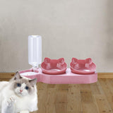 Maxbell Triple Cats Bowls Feeder Small Medium Large Cat Dog Feeding Dishes Pink Red
