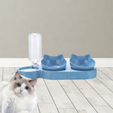 Maxbell Triple Cats Bowls Feeder Small Medium Large Cat Dog Feeding Dishes Light Blue