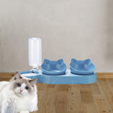 Maxbell Triple Cats Bowls Feeder Small Medium Large Cat Dog Feeding Dishes Light Blue