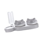 Maxbell Triple Cats Bowls Feeder Small Medium Large Cat Dog Feeding Dishes Light Gray