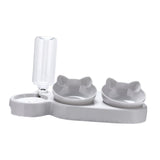 Maxbell Triple Cats Bowls Feeder Small Medium Large Cat Dog Feeding Dishes Light Gray