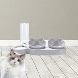 Maxbell Triple Cats Bowls Feeder Small Medium Large Cat Dog Feeding Dishes Light Gray