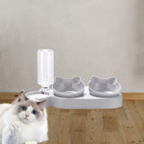 Maxbell Triple Cats Bowls Feeder Small Medium Large Cat Dog Feeding Dishes Light Gray