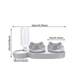 Maxbell Triple Cats Bowls Feeder Small Medium Large Cat Dog Feeding Dishes Light Gray