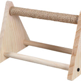 Maxbell Wood Parrot Stand Training Sturdy Claw Grinding for Cockatiel Finch Parakeet Light Khaki