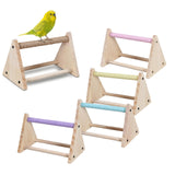 Maxbell Wood Parrot Stand Training Sturdy Claw Grinding for Cockatiel Finch Parakeet Light Khaki
