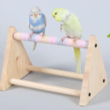 Maxbell Wood Parrot Stand Training Sturdy Claw Grinding for Cockatiel Finch Parakeet Light Khaki