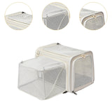 Maxbell Pet Carrier Portable Ventilated Mesh Cat Carrier for Outdoor Traveling Trips white