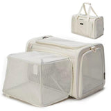 Maxbell Pet Carrier Portable Ventilated Mesh Cat Carrier for Outdoor Traveling Trips white