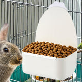 Maxbell Rabbit Cage Hanging Food Bowl Practical Feeding Basin for Hamster Guinea Pig White
