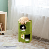 Maxbell Cat House Covered Tunnel Condo Indoor Outdoor Cats Pet 2 Storey Cat Bed Cave Green