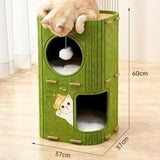 Maxbell Cat House Covered Tunnel Condo Indoor Outdoor Cats Pet 2 Storey Cat Bed Cave Green