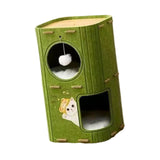 Maxbell Cat House Covered Tunnel Condo Indoor Outdoor Cats Pet 2 Storey Cat Bed Cave Green