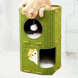 Maxbell Cat House Covered Tunnel Condo Indoor Outdoor Cats Pet 2 Storey Cat Bed Cave Green
