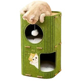 Maxbell Cat House Covered Tunnel Condo Indoor Outdoor Cats Pet 2 Storey Cat Bed Cave Green