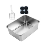Maxbell Stainless Steel Litter Box Nonstick and 4 Anti Slip Pads