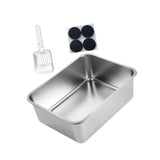Maxbell Stainless Steel Litter Box Nonstick and 4 Anti Slip Pads